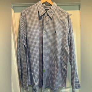 Ralph Lauren Men's Blue, Pink and White Plaid Shirt